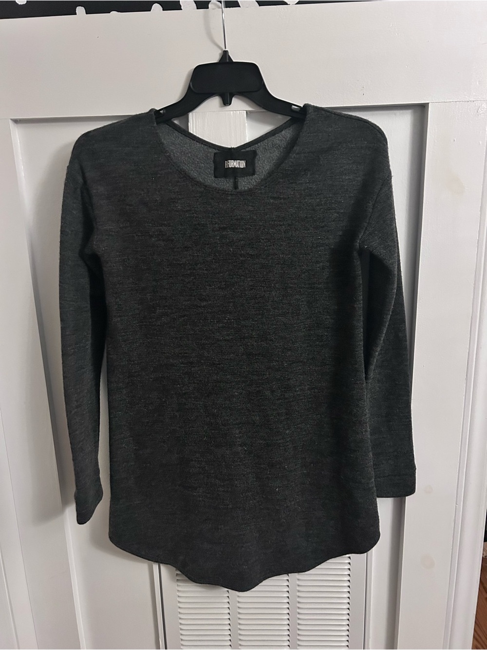 Reformation Charcoal Gray Tencel Flax Knit Long Sleeve Top Size S Made in USA